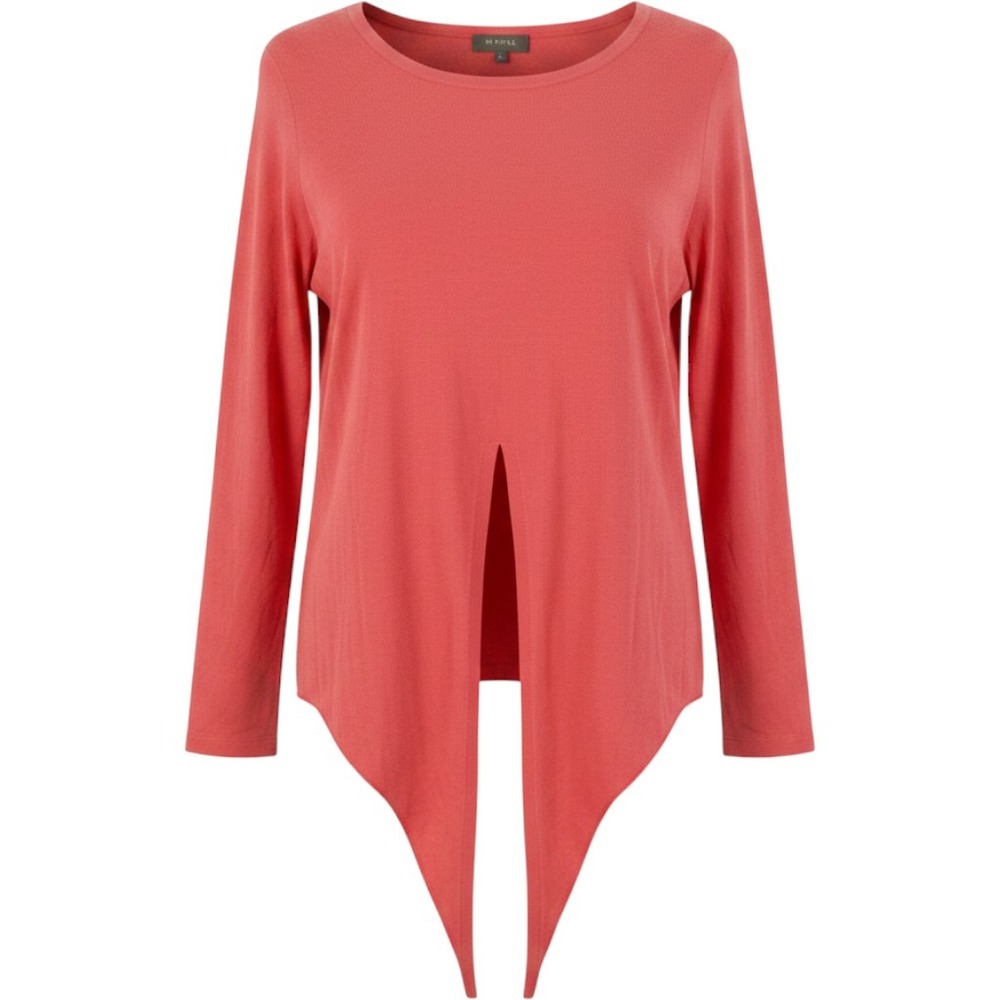 N.Peal Women's Size Large Coral 100% Cashmere Sweater Knit Top Waist Tie Boho